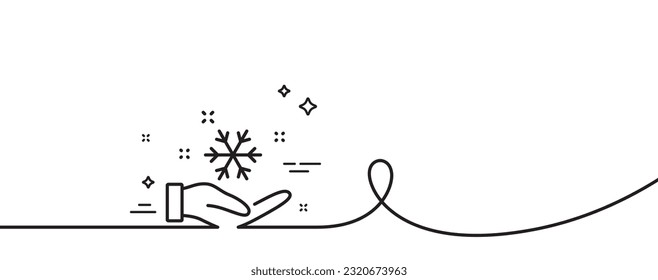 Icono de línea de mano congelante. Una línea continua con curl. Signo de temperatura fría de CA. Símbolo de la función Fridge. Cinta de contorno único congelante. Patrón de curva de bucle. Vector