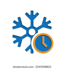 freezing icon, cooling time, snowflake with clock, thin line symbol on white background. flat design style. vector design template