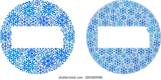 Freezing Kansas State map collage created with sphere and stencil. Vector Kansas State map collage of ice ojects in variable sizes and blue color hues. Created for winter templates.