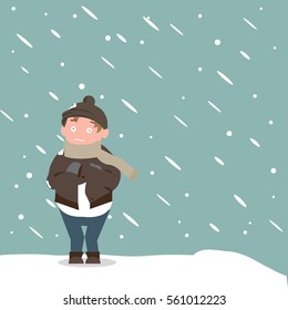 freezing man flat illustration character