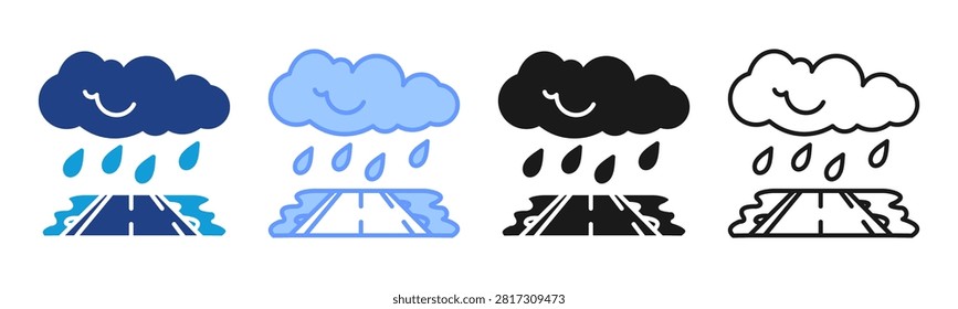 Freezing Rain icon set multiple style collection