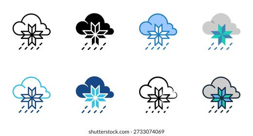 Los iconos de lluvia helada establecen una colección de estilo múltiple. Trazo editable 
