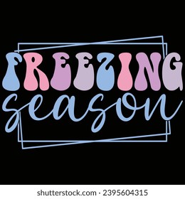 Freezing Season Retro Winter T-shirt Design