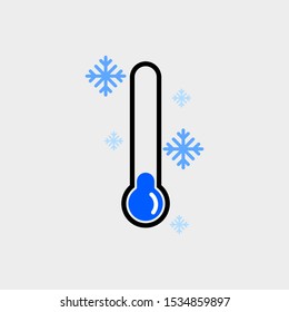 Freezing, Snow Fall, Cold, Winter Day Thermometer Icon. New Trendy Freezing Thermometer Vector Illustration Symbol.