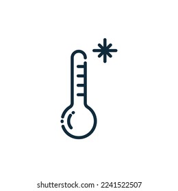 Icono de contorno de temperatura congelante. Ilustración vectorial de diseño de iconos de temporada de invierno.