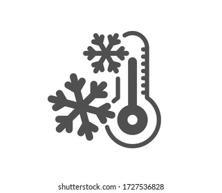 Freezing thermometer icon. AC cold temperature sign. Fridge function symbol. Classic flat style. Quality design element. Simple freezing icon. Vector
