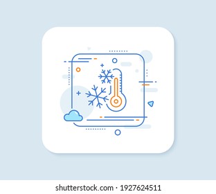 Freezing thermometer line icon. Abstract square vector button. AC cold temperature sign. Fridge function symbol. Freezing line icon. Quality concept badge. Vector