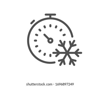 Freezing timer line icon. AC cold temperature sign. Fridge function symbol. Quality design element. Editable stroke. Linear style freezing timer icon. Vector