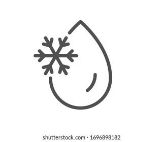 Freezing water line icon. Freeze cold temperature sign. Fridge function symbol. Quality design element. Editable stroke. Linear style freezing water icon. Vector