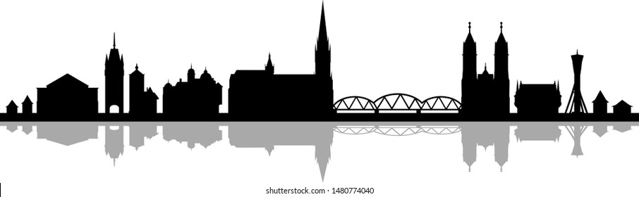 Freiburg City Skyline Vector Silhouette