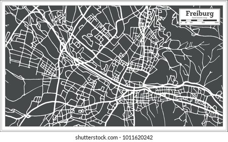 Freiburg Germany City Map in Retro Style. Outline Map. Vector Illustration.