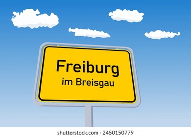 Freiburg im Breisgau city sign in Germany. City name welcome road sign vector illustration.