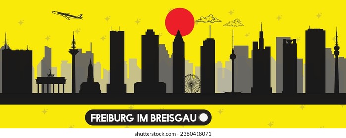 Freiburg im Breisgau , Germany beautiful skyline vector illustration