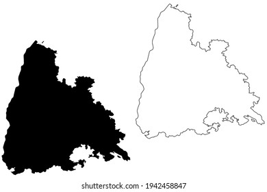 Freiburg region (Federal Republic of Germany, Baden-Wurttemberg State) map vector illustration, scribble sketch Freiburg map