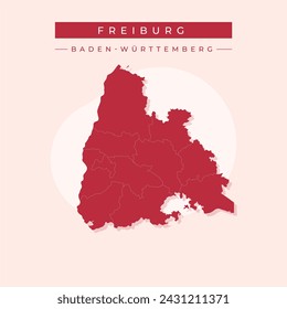 Region Freiburg (Bundesrepublik Deutschland, Land Baden-Württemberg) Karte Vektorgrafik, Skizze Kritzeln Freiburg Karte