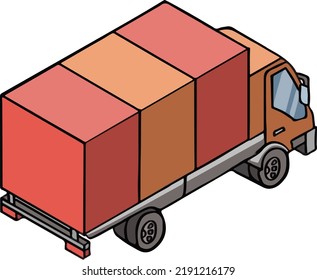 Freight auto with mail or delivery, van vector illustration
