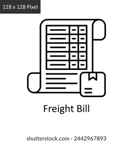 Freight Bill vector outline icon design illustration. Logistics Delivery symbol on White background EPS 10 File