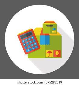 freight box and calculator flat icon