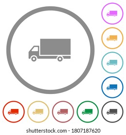 Freight car flat color icons in round outlines on white background