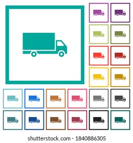 Freight car flat color icons with quadrant frames on white background