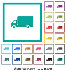 Freight car flat color icons with quadrant frames on white background