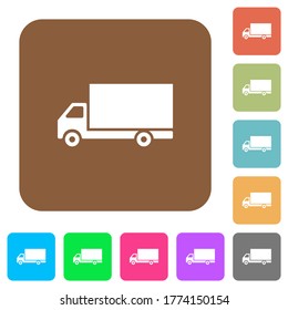Iconos planos de los coches de carga sobre fondo cuadrado redondeado de colores vivos.