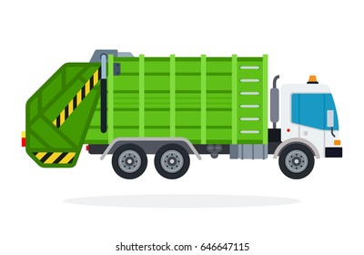 Freight car for garbage disposal vector flat material design isolated on white