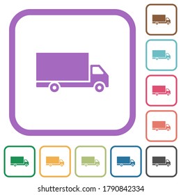 Freight car simple icons in color rounded square frames on white background