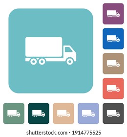 Freight car white flat icons on color rounded square backgrounds
