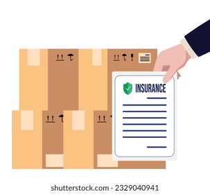Freight cargo delivery insurance concept. Transportation protection coverage guarantee policy for parcel packages. Managing shipping risk. vector illustration isolated on white background. eps10