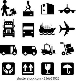 Freight, cargo and shipping icons