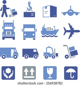 Freight, cargo and shipping icons