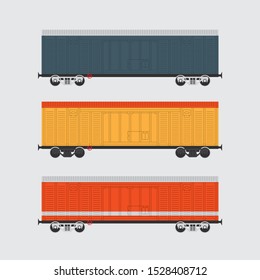 Freight cars or boxcars. Simple colored image 