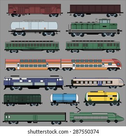 Freight and civil trains image design set for your needs. 