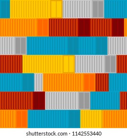 Freight container pattern seamless. Transportation of goods background. Vector ornament