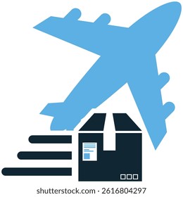 Freight flight icon vector for international air shipping, cargo delivery, and global transport logistics. Ideal for express freight services, tracking systems, and trade operations.
