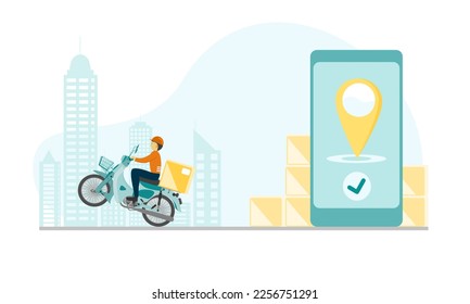 Ein Spediteur liefert die Waren an Kunden, die über die mobile App bestellt wurden.