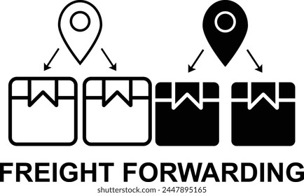 Freight Forwarding Black and White icon set. Editable Set of Delivery and Logistics web icons in line and fill style. High quality business icon set of Logistics
