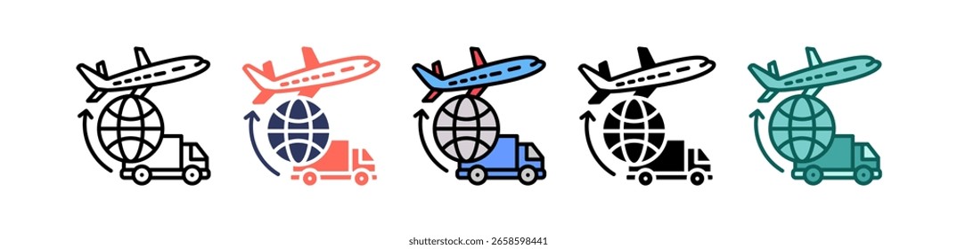 Freight Forwarding Icon Multiple Vector Illustration