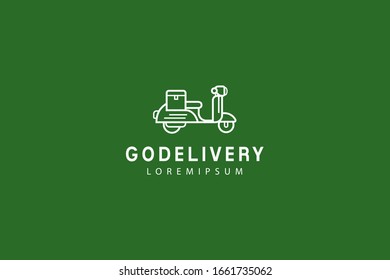 freight forwarding service, sending goods using motor vehicles brand logo vector scooter line art icon template