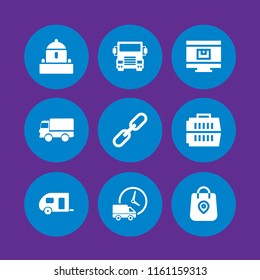 freight icon. 9 freight set with bunker, chain, carrier and shipping and delivery vector icons for web and mobile app