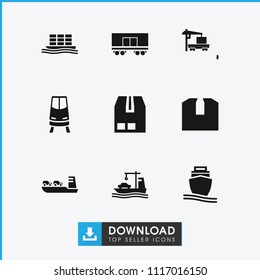 Freight icon. collection of 9 freight filled icons such as cargo container, cargo truck. editable freight icons for web and mobile.