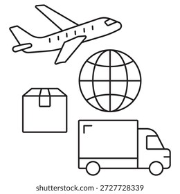 Icono de carga, Transporte de carga global, Red logística inteligente, Soluciones de envío rápido, Vector