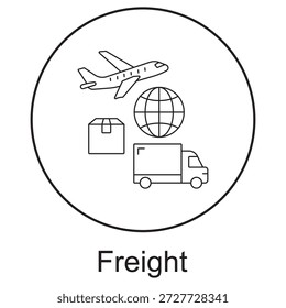 Icono de carga, Transporte de carga global, Red logística inteligente, Soluciones de envío rápido, Vector