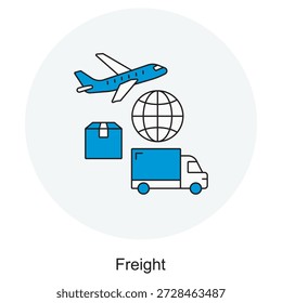 Icono de carga, Transporte de carga global, Red logística inteligente, Soluciones de envío rápido, Vector