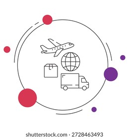 Icono de carga, Transporte de carga global, Red logística inteligente, Soluciones de envío rápido, Vector