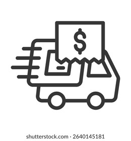 Freight Icon Lineal Style Vector Illustration
