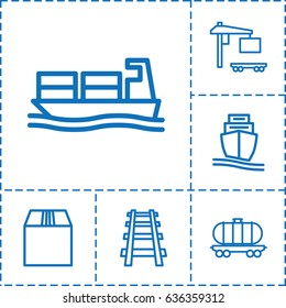 Freight icon. set of 6 freight outline icons such as cargo container, cargo wagon