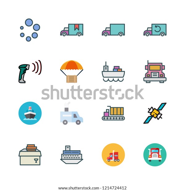 freight icon set. vector set about loading,\
van, barcode scanner and truck icons\
set.