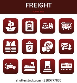 freight icon set. Vector  illustrations related with Ship, Delivery and Truck